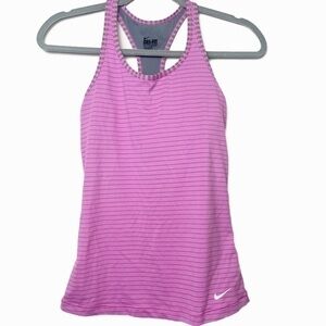 Nike Dri fit pink and gray striped sleeveless tank top size small